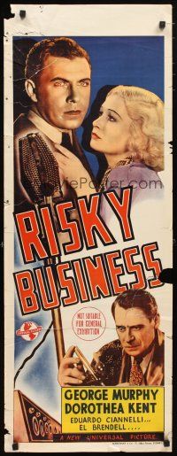 2a021 RISKY BUSINESS long Aust daybill '39 cool image of George Murphy & Dorothea Kent!