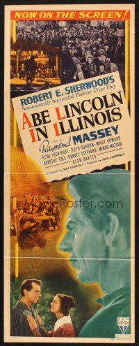 2a035 ABE LINCOLN IN ILLINOIS insert '40 Raymond Massey as President Abraham Lincoln!
