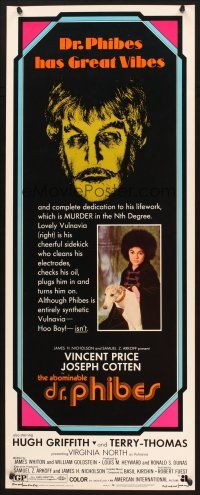 2a036 ABOMINABLE DR. PHIBES insert '71 Vincent Price, love means never having to say you're ugly!