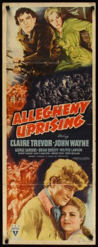 2a049 ALLEGHENY UPRISING insert '39 wonderful art of John Wayne & Claire Trevor!
