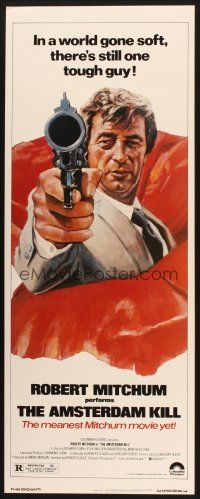 2a055 AMSTERDAM KILL insert '78 John Solie artwork of tough guy Robert Mitchum pointing revolver!