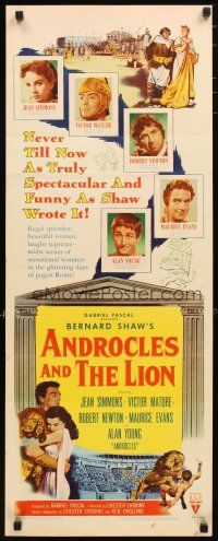 2a058 ANDROCLES & THE LION insert '52 Victor Mature, beautiful Jean Simmons, cool art of lion!