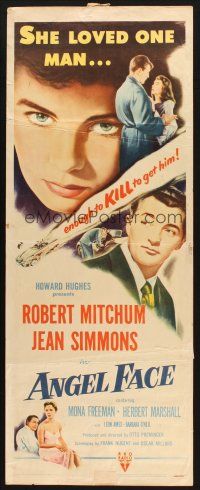 2a059 ANGEL FACE insert '53 Robert Mitchum, pretty heiress Jean Simmons, Otto Preminger, Hughes