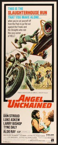 2a060 ANGEL UNCHAINED insert '70 AIP, bikers & hippies, this is the hell run that you make alone!