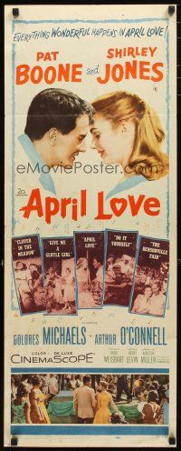 2a064 APRIL LOVE insert '57 romantic art of Pat Boone & sexy Shirley Jones!