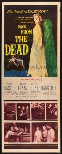 2a074 BACK FROM THE DEAD insert '57 Peggie Castle lived to destroy, cool sexy horror art & image!