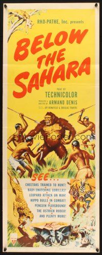 2a087 BELOW THE SAHARA insert '53 great giant ape image vs. tribesmen artwork!