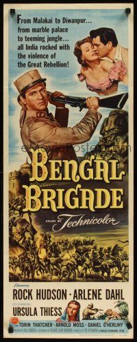 2a089 BENGAL BRIGADE insert '54 Rock Hudson & Arlene Dahl romancing and fighting in India!