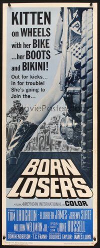2a110 BORN LOSERS insert '67 Tom Laughlin directs and stars as Billy Jack, sexy motorcycle image!