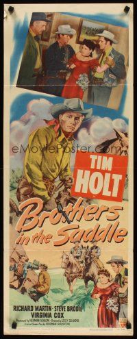 2a124 BROTHERS IN THE SADDLE insert '48 cool western artwork of cowboy Tim Holt on horse with gun!
