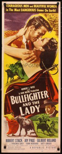 2a127 BULLFIGHTER & THE LADY insert '51 Boetticher, art of matador Robert Stack kissing Joy Page!