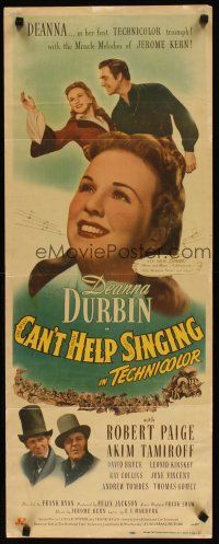 2a133 CAN'T HELP SINGING insert '44 art of Deanna Durbin in her first Technicolor triumph!