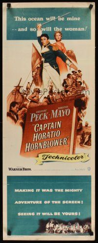 2a134 CAPTAIN HORATIO HORNBLOWER insert '51 Gregory Peck with sword & pretty Virginia Mayo!