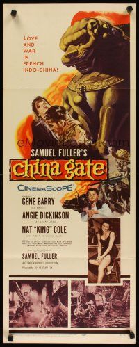 2a147 CHINA GATE insert '57 Samuel Fuller, Angie Dickinson, Gene Barry, Nat King Cole!