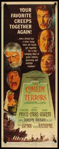 2a157 COMEDY OF TERRORS insert '64 Karloff, Peter Lorre, Vincent Price, Joe E. Brown, Tourneur!