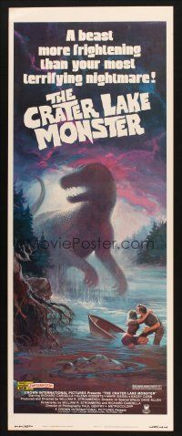 2a164 CRATER LAKE MONSTER insert '77 Wil art of dinosaur more frightening than your nightmares!