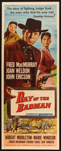 2a179 DAY OF THE BADMAN insert '58 art of gunman Fred MacMurray, sexy Marie Windsor, Joan Weldon!