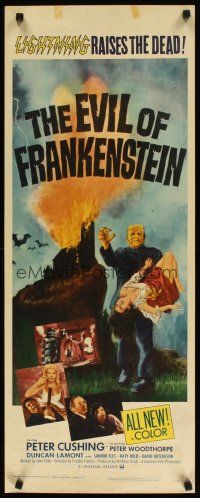 2a216 EVIL OF FRANKENSTEIN insert '64 Peter Cushing, Hammer, he's back and no one can stop him!