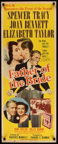 2a222 FATHER OF THE BRIDE insert '50 Liz Taylor in wedding gown & broke Spencer Tracy!