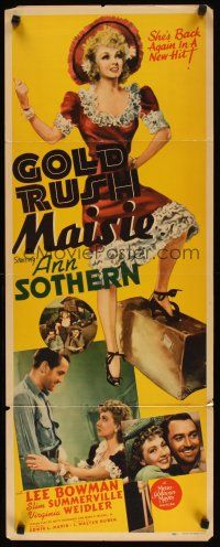 2a260 GOLD RUSH MAISIE insert '40 great close up art of Ann Sothern with Lee Bowman + full-length!