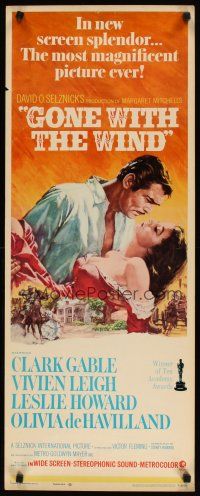 2a262 GONE WITH THE WIND insert R68 Clark Gable, Vivien Leigh, Terpning artwork, all-time classic!
