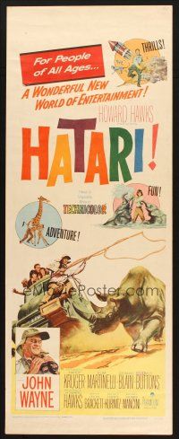 2a283 HATARI insert '62 Howard Hawks, great artwork images of John Wayne in Africa!