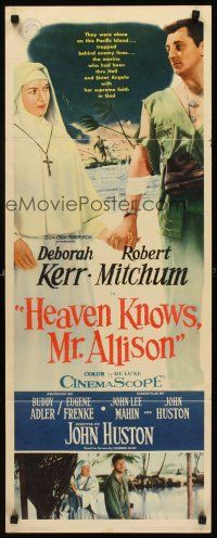 2a284 HEAVEN KNOWS MR. ALLISON insert '57 Robert Mitchum in uniform w/ nun Deborah Kerr!