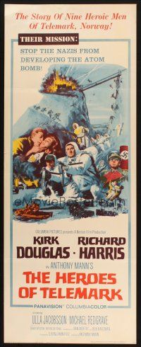 2a293 HEROES OF TELEMARK insert '66 Kirk Douglas & Richard Harris stop Nazis from making atom bomb