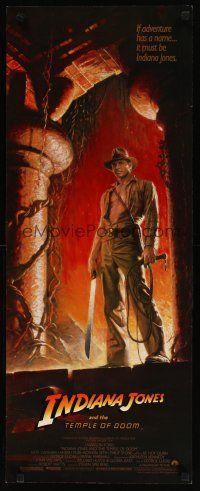 2a322 INDIANA JONES & THE TEMPLE OF DOOM insert '84 art of Harrison Ford by Bruce Wolfe!