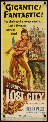 2a346 JOURNEY TO THE LOST CITY insert '60 directed by Fritz Lang, art of sexy Arabian Debra Paget!