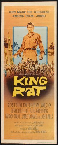 2a359 KING RAT insert '65 art of George Segal & Tom Courtenay, James Clavell, World War II POWs!