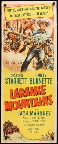 2a373 LARAMIE MOUNTAINS insert '52 art of Charles Starrett & Smiley fighting Native Americans!
