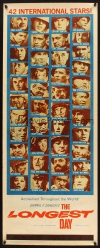 2a394 LONGEST DAY insert '62 Zanuck's World War II D-Day movie with 42 international stars!