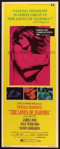 2a399 LOVES OF ISADORA insert '69 sexy naked Vanessa Redgrave covering herself with just arms!