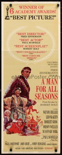 2a410 MAN FOR ALL SEASONS insert '67 Paul Scofield, Robert Shaw, Best Picture Academy Award!