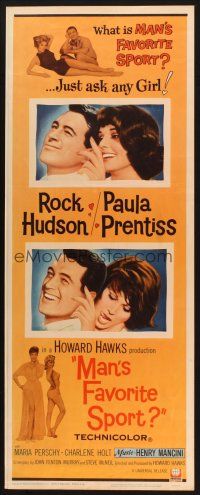2a413 MAN'S FAVORITE SPORT insert '64 fake fishing expert Rock Hudson in love w/Paula Prentiss!