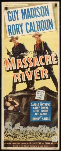 2a418 MASSACRE RIVER insert '49 Guy Madison & Rory Calhoun, pretty Carole Mathews, Civil War!