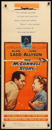 2a421 McCONNELL STORY insert '55 Alan Ladd is America's first triple jet ace, June Allyson!
