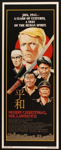 2a427 MERRY CHRISTMAS MR. LAWRENCE insert '83 really cool art of David Bowie & cast by Makhi!