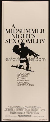 2a430 MIDSUMMER NIGHT'S SEX COMEDY insert '82 Woody Allen, Mia Farrow, cool silhouette artwork!