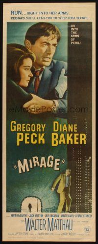 2a433 MIRAGE insert '65 is the key to Gregory Peck's secret in his mind, or in Diane Baker's arms?