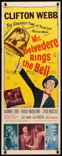 2a444 MR. BELVEDERE RINGS THE BELL insert '51 artwork of Clifton Webb winking at lovers!