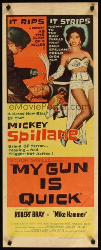 2a451 MY GUN IS QUICK insert '57 Mickey Spillane, introducing Robert Bray as Mike Hammer!