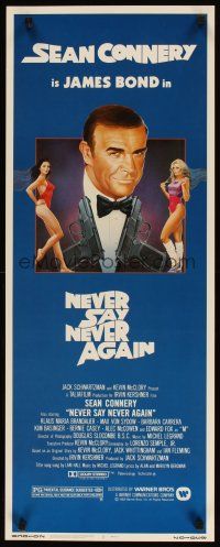 2a458 NEVER SAY NEVER AGAIN insert '83 art of Sean Connery as James Bond 007 by R. Obrero!