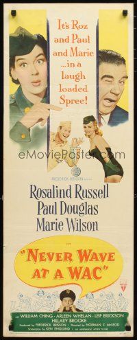 2a459 NEVER WAVE AT A WAC insert '53 sexy Rosalind Russell & Marie Wilson, Paul Douglas!