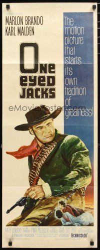 2a480 ONE EYED JACKS insert '61 great art of star & director Marlon Brando with gun & bandolier!