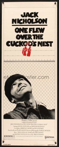 2a481 ONE FLEW OVER THE CUCKOO'S NEST insert '75 c/u of Jack Nicholson, Milos Forman classic!