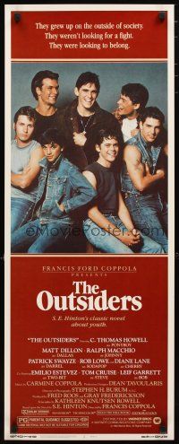 2a488 OUTSIDERS insert '82 Coppola, S.E. Hinton, Howell, Dillon, Macchio, Swayze, Lowe, Estevez