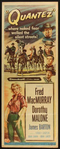 2a520 QUANTEZ insert '57 artwork of Fred MacMurray & sexy Dorothy Malone with torn shirt!