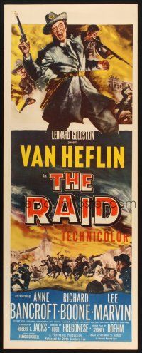 2a526 RAID insert '54 art of Van Heflin in Civil War uniform, Anne Bancroft, Richard Boone